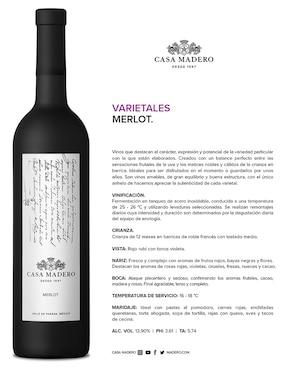 Vino tinto Casa Madero merlot