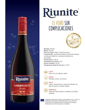 Vino tinto Riunite lambrusco