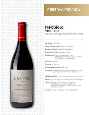 Vino tinto La Cetto Reserva Privada nebbiolo 750 ml