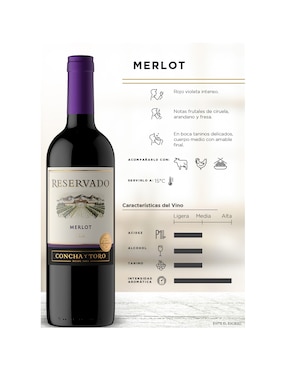 Vino tinto Concha y Toro Reservado merlot 750 ml