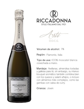 Vino espumoso blanco Moscatel Riccadonna Italia 750 ml