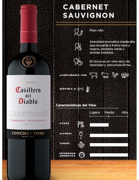 Vino tinto Concha Y Toro Casillero Del Diablo cabernet sauvignon