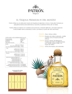 Tequila Patrón tipo Añejo 700 ml