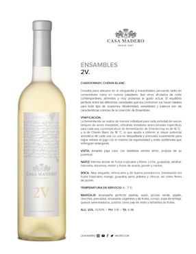 Vino blanco Casa Madero 2V chardonnay 750 ml