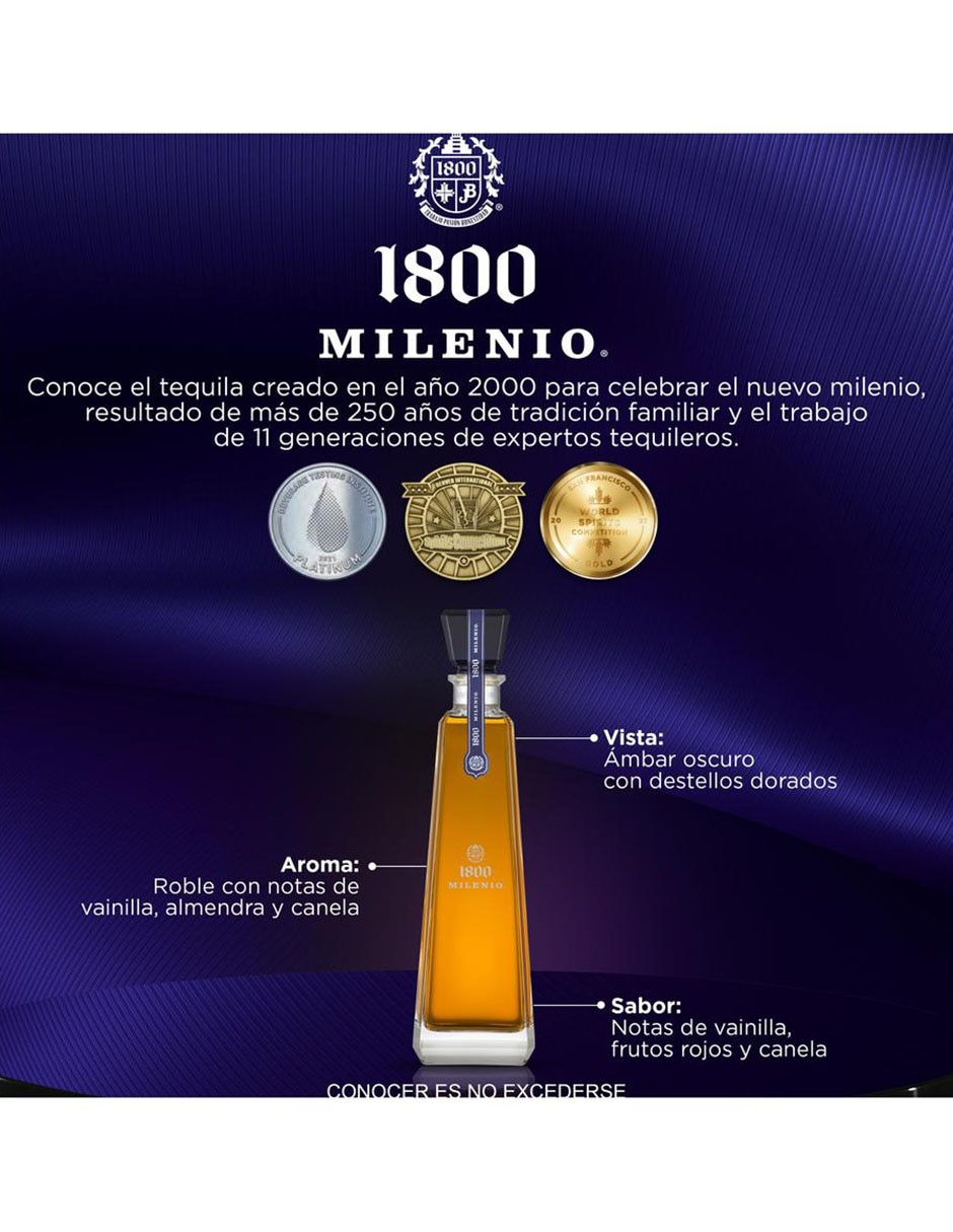 Tequila Milenio tipo Añejo 700 ml 2