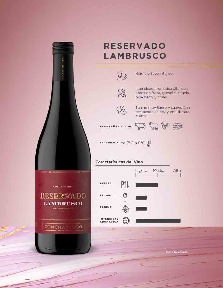 Vino tinto reservado lambrusco 750 ml 2