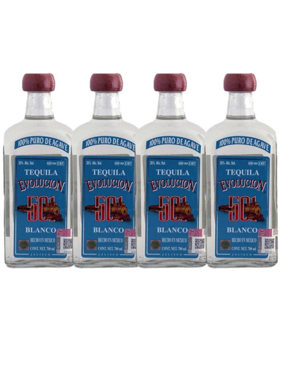 Caja de tequila tipo Blanco 4 piezas 700 ml c/u