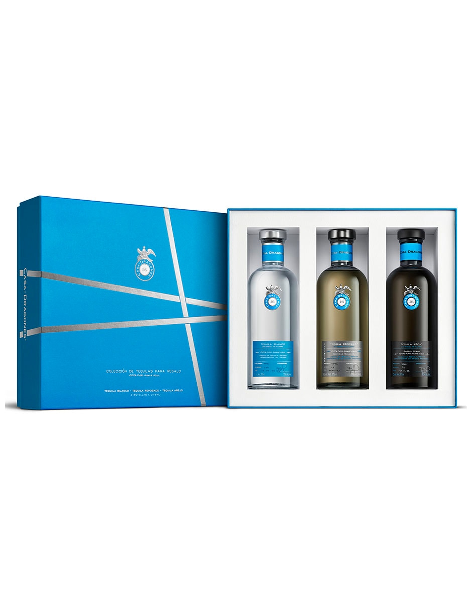 Caja de tequila tipo Añejo, reposado y blanco 3 piezas 375 ml c/u Caja de tequila tipo Añejo, reposado y blanco 3 piezas 375 ml c/u