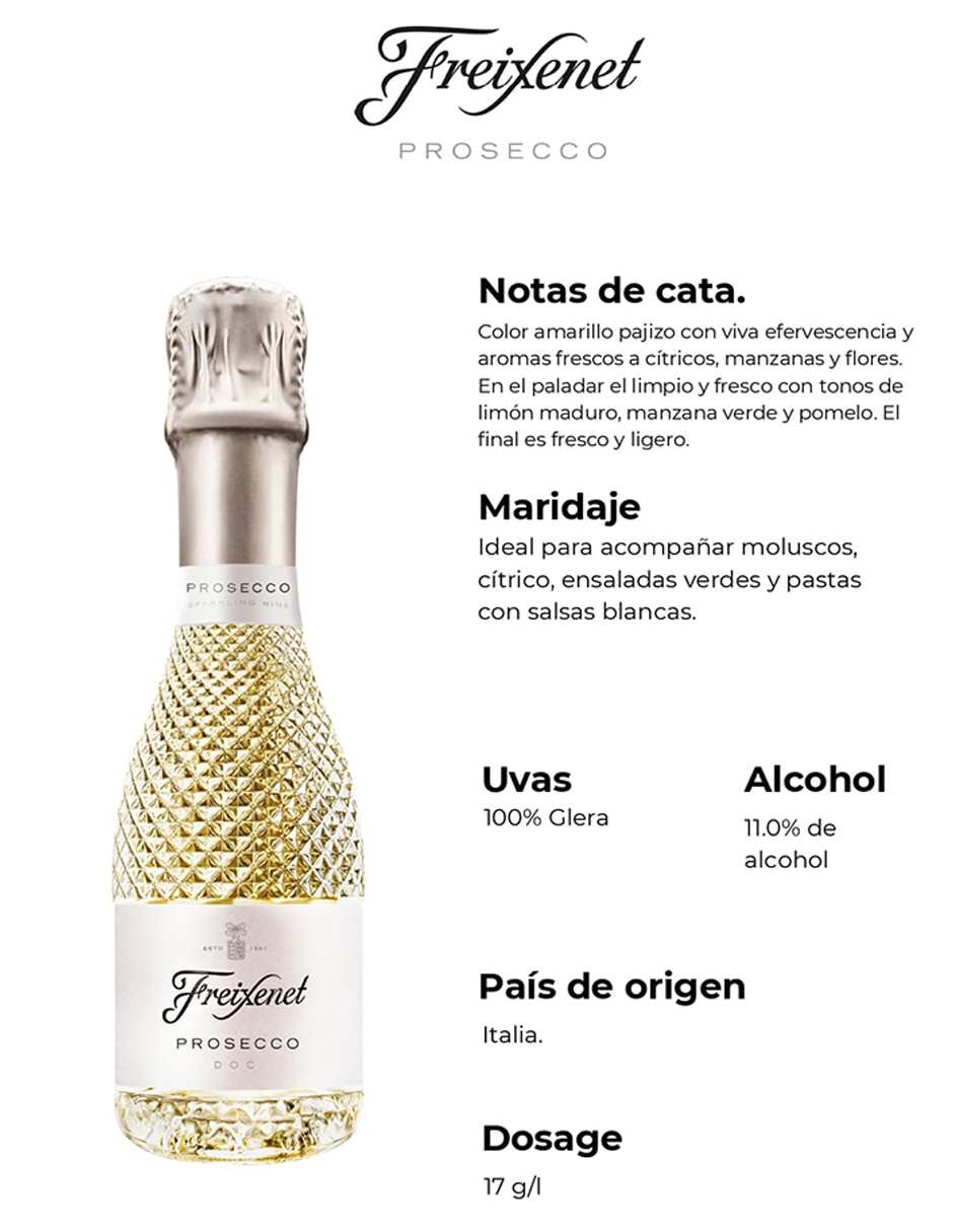 Vino espumoso blanco Glera Prosecco Doc Mini Italia 200 ml 4