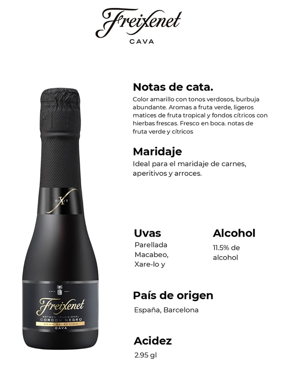 Vino espumoso tinto Parellada Cordon Negro Brut España 200 ml 4