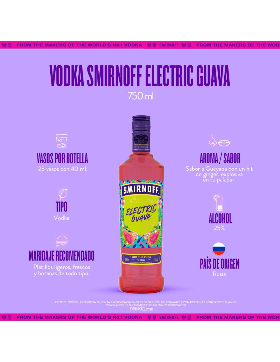 Vodka de guayaba Electric Guava 750 ml 2