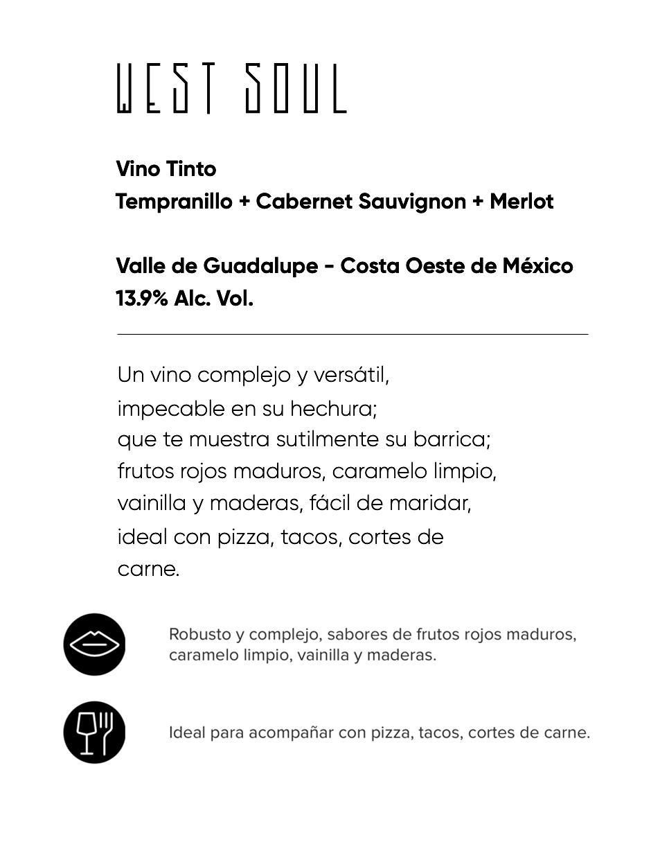 Vino tinto West Soul tempranillo, merlot, cabernet sauvignon 750 ml 4