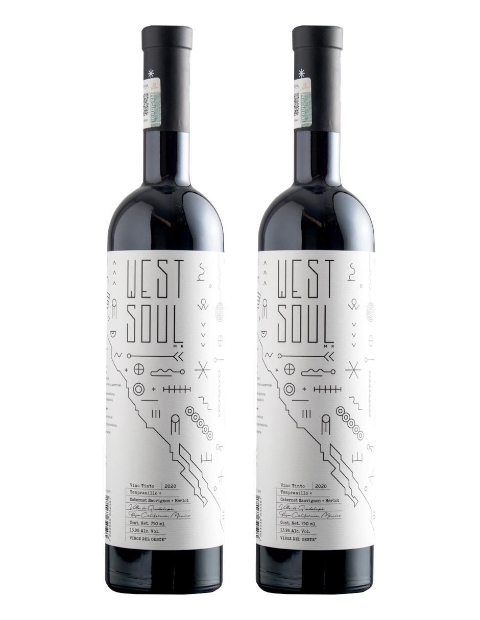 Set vino tinto West Soul tempranillo, merlot 750 ml