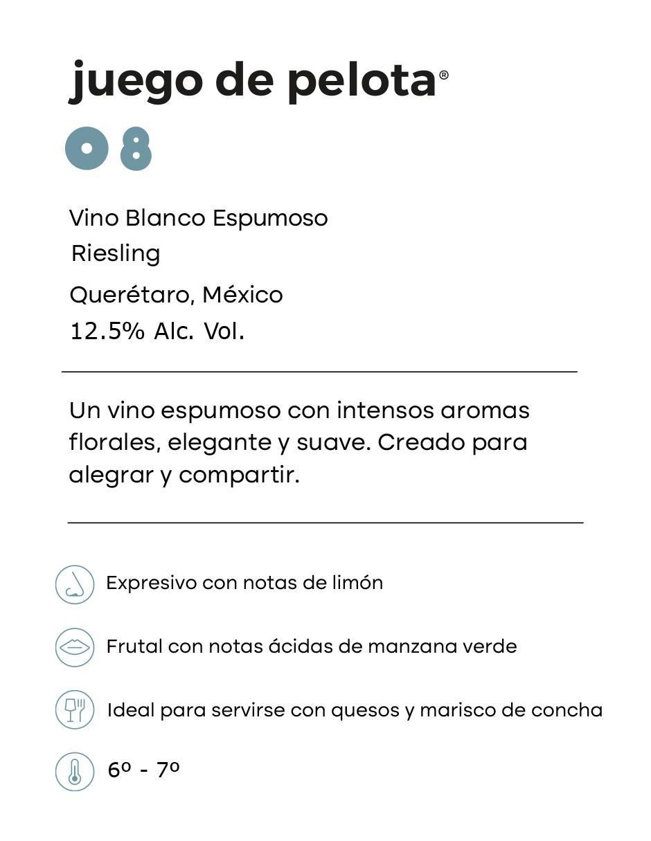 Set de vino espumoso Riesling Juego de Pelota 08 México 750 ml 2