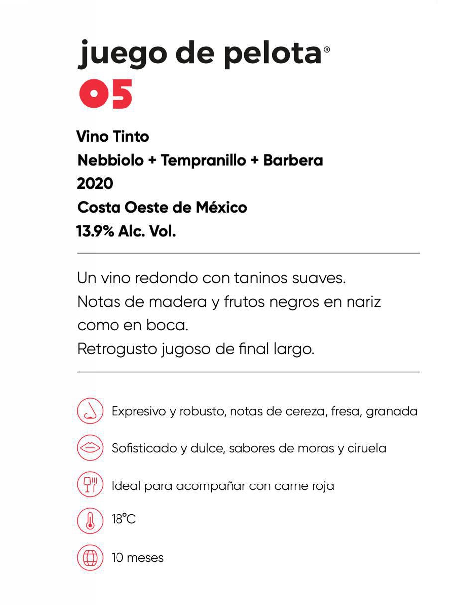Set de vino tinto juego de Pelota 05 nebbiolo, tempranillo y barbera 3