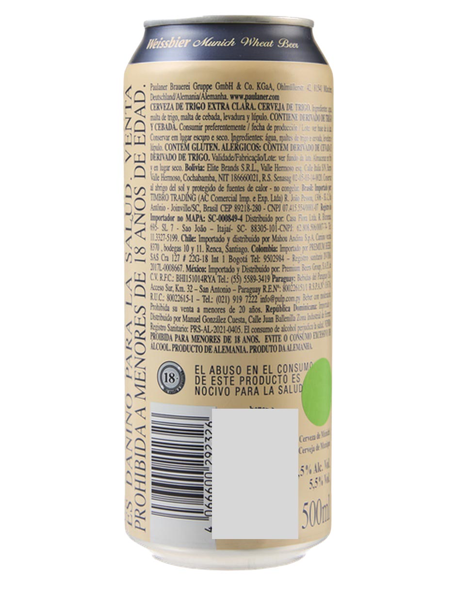 Cerveza clara Weissbier tostado lata 500 ml 3