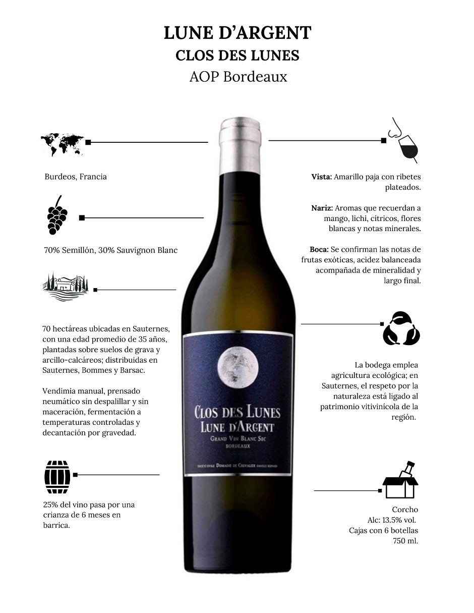 Vino blanco Lune D'argent sémillon y sauvignon 750 ml 3