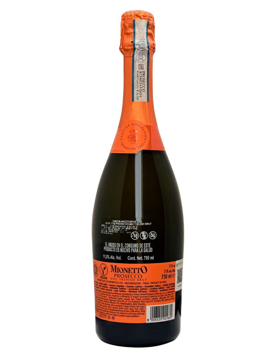 Vino espumoso blanco Glera Mionetto Italia 750 ml 2