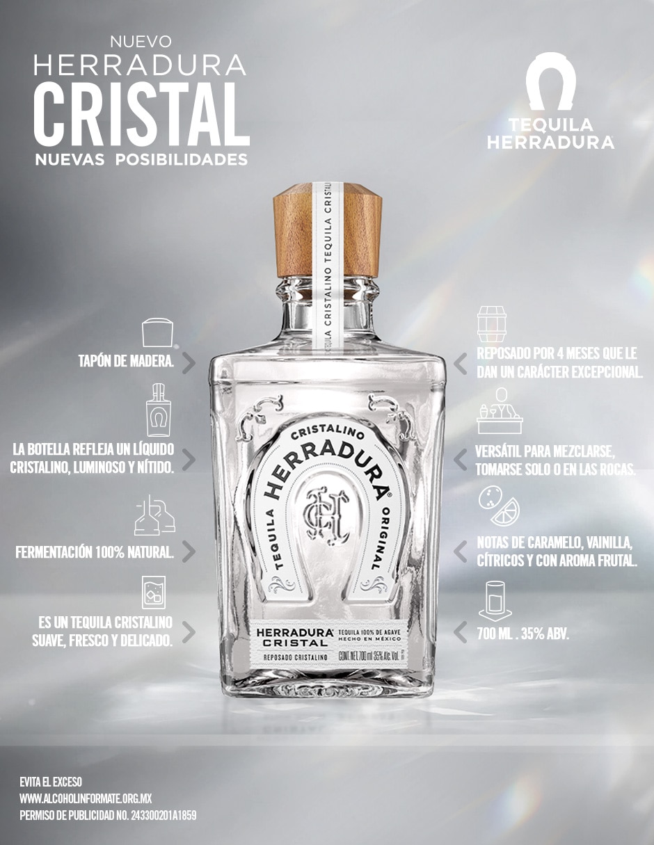 Tequila Herradura Cristal tipo Reposado cristalino 700 ml 3