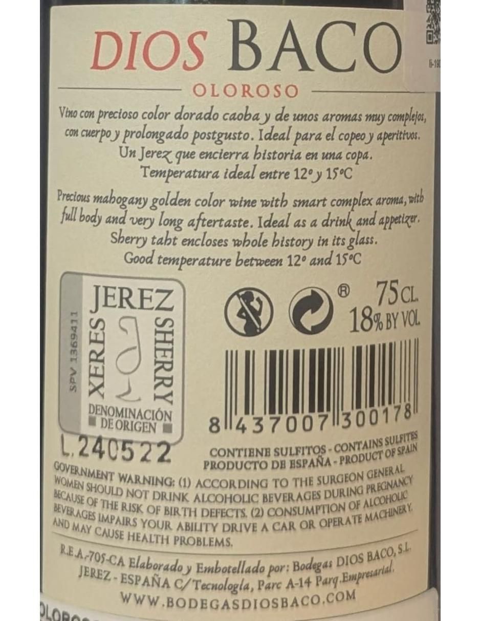 Jerez seco oloroso 18 años de añejamiento 750 ml 3