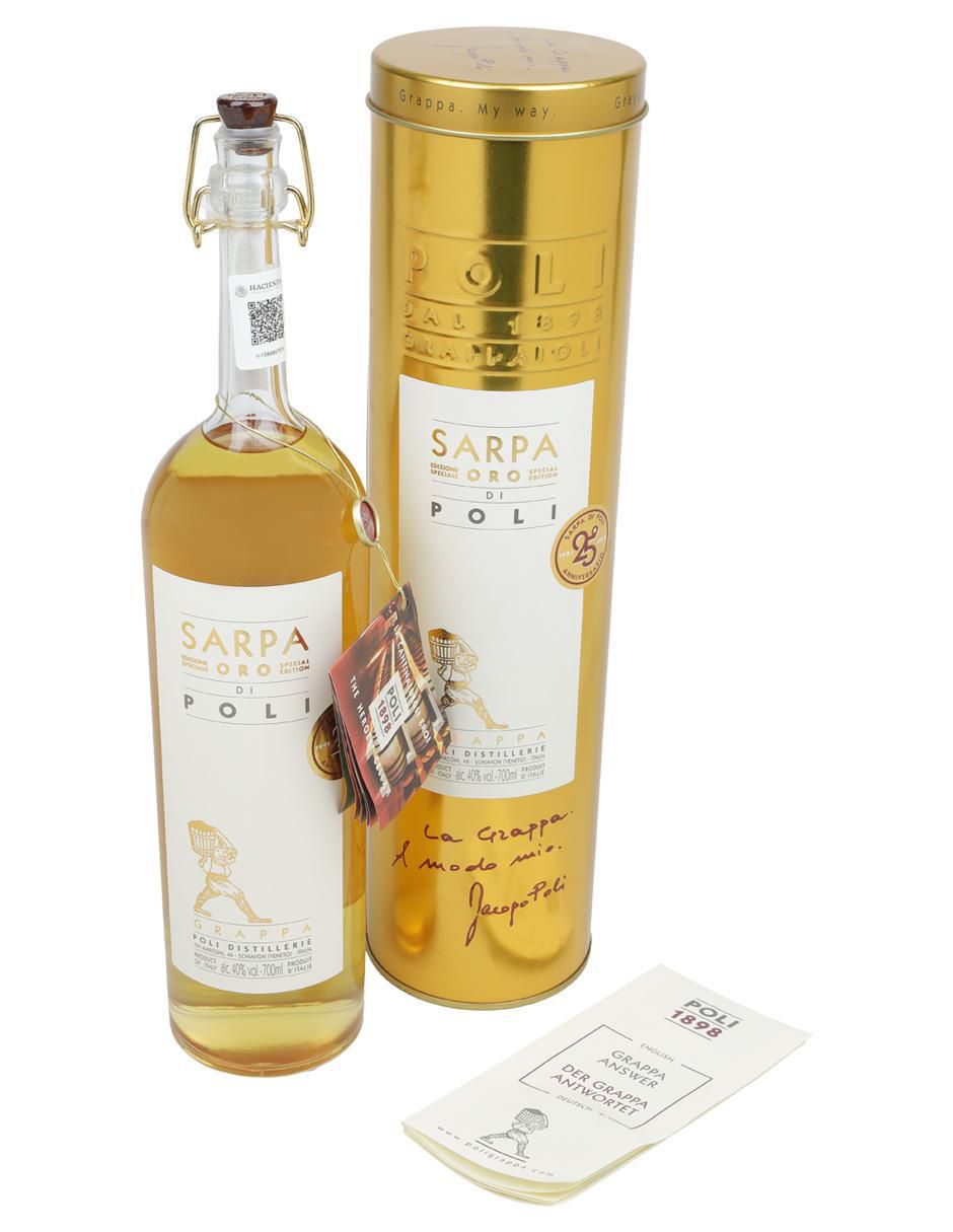 Grappa Sarpa Oro Grappa Poli. tipo Añejo 700 ml Grappa Sarpa Oro Grappa Poli. tipo Añejo 700 ml