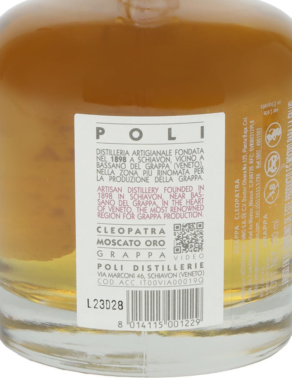Grappa Cleopatra Moscato Oro Grappa tipo Añejo 700 ml 5