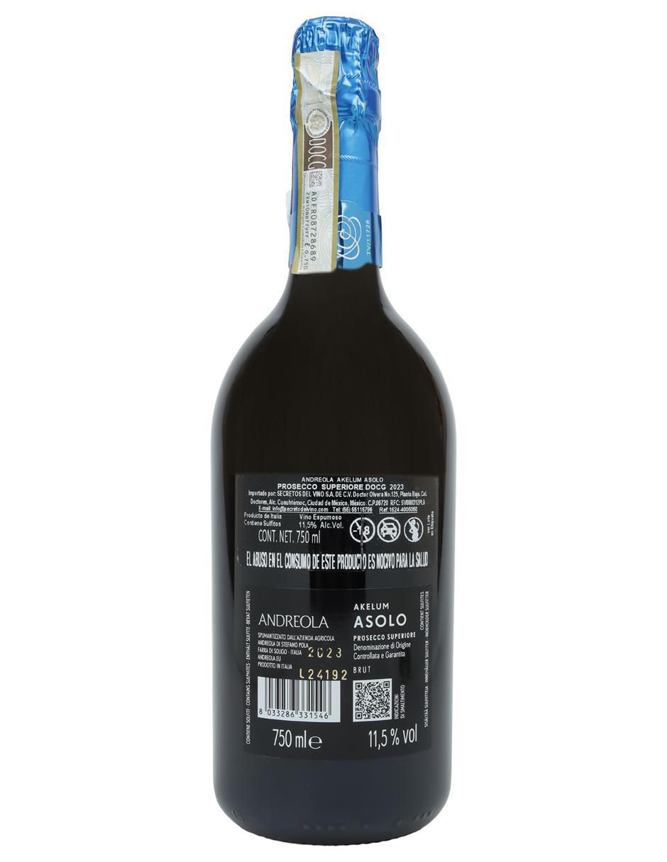 Vino espumoso blanco Glera Akelum Asolo Prosecco Superiore Docg Brut Italia 750 ml