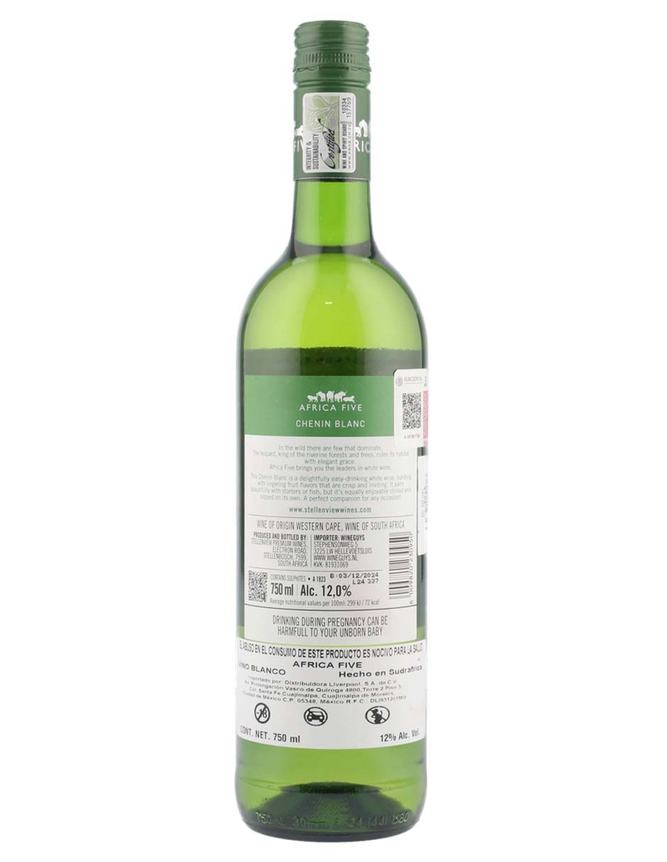 Vino blanco sauvignon Sudáfrica 750 ml 3