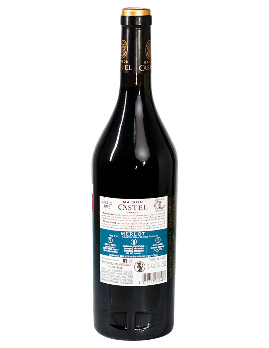 Vino tinto merlot Monovarietales Francia 750 ml 2