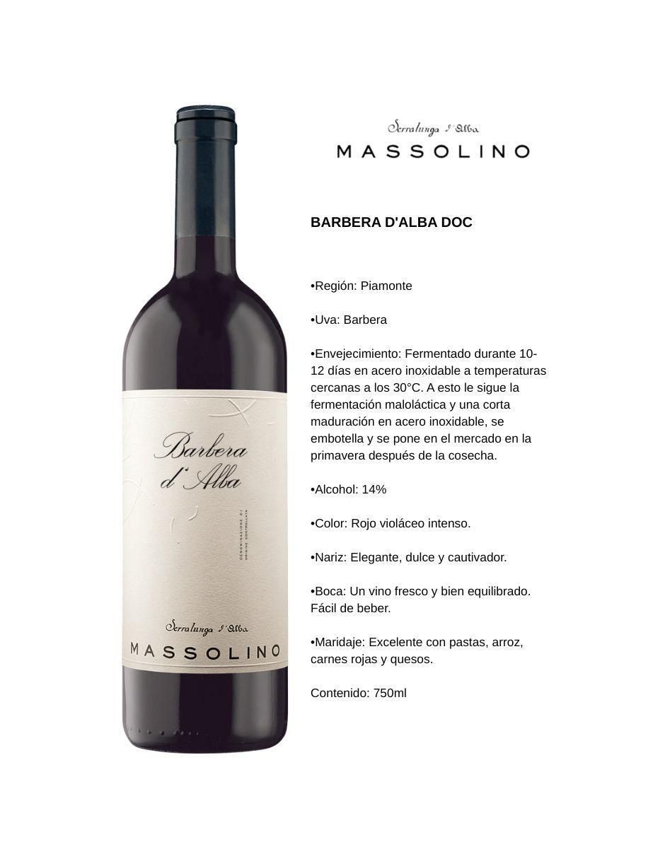 Vino tinto Massolino Barbera 750 ml 2