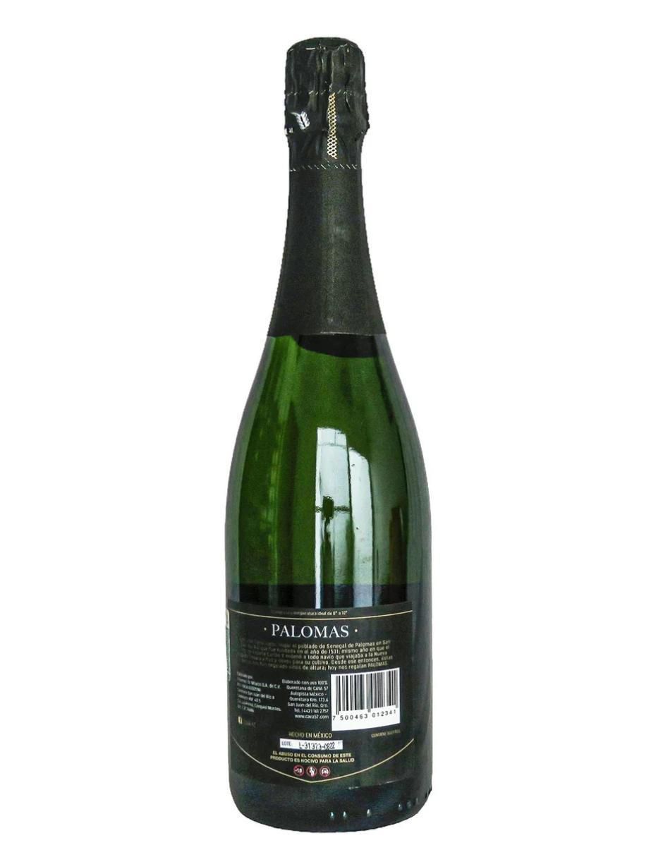 Vino espumoso blanco macabeo palomas brut México 750 ml 2