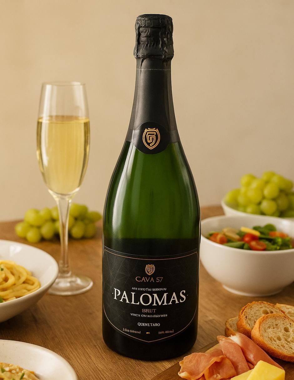 Vino espumoso blanco macabeo palomas brut México 750 ml 3