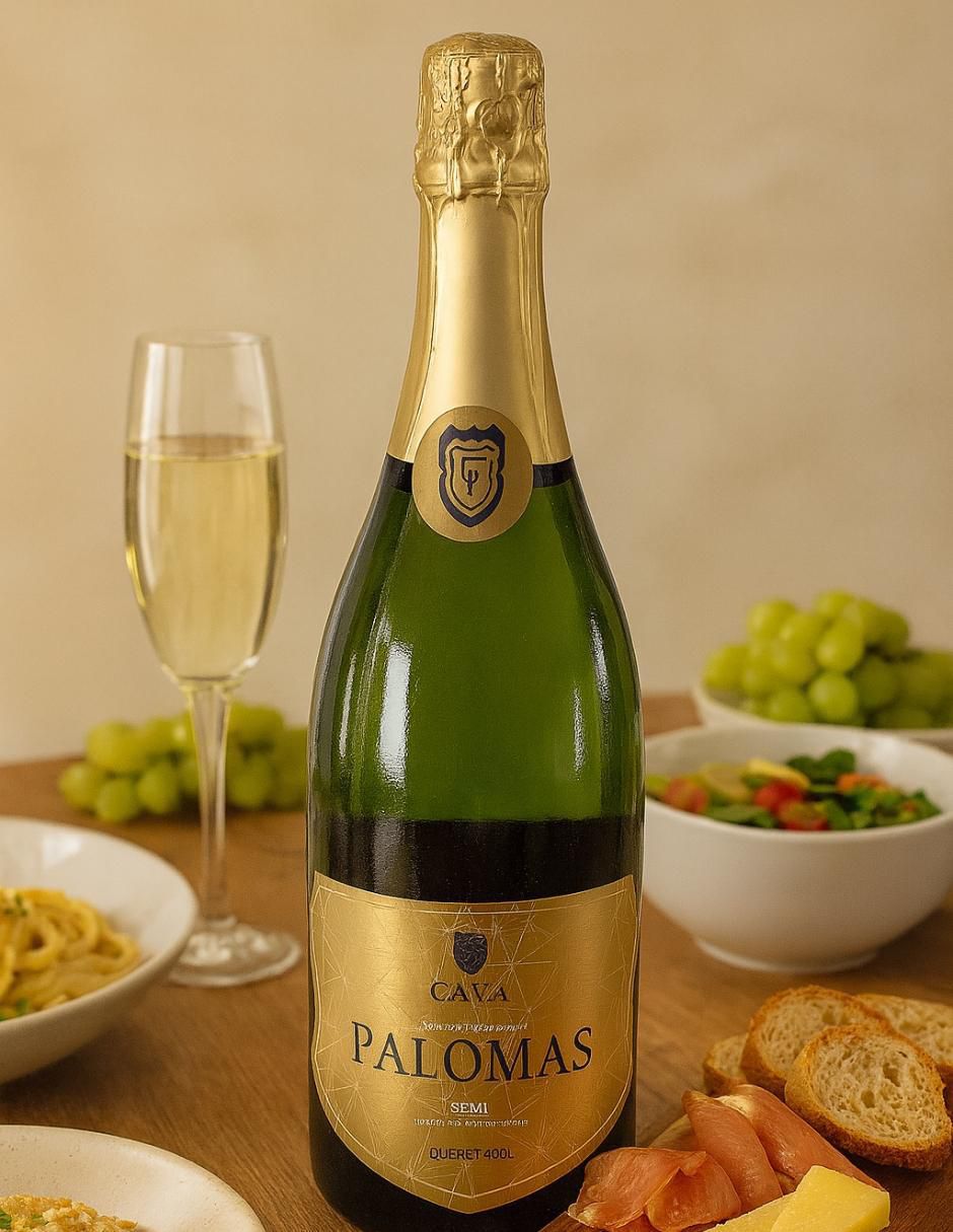 Vino espumoso blanco macabeo palomas semi México 750 ml 3