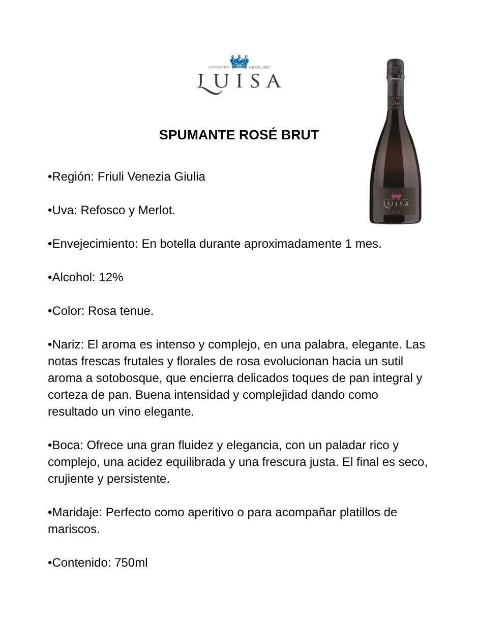 Vino espumoso rosado varietal Brut Millesimato 750 ml 2