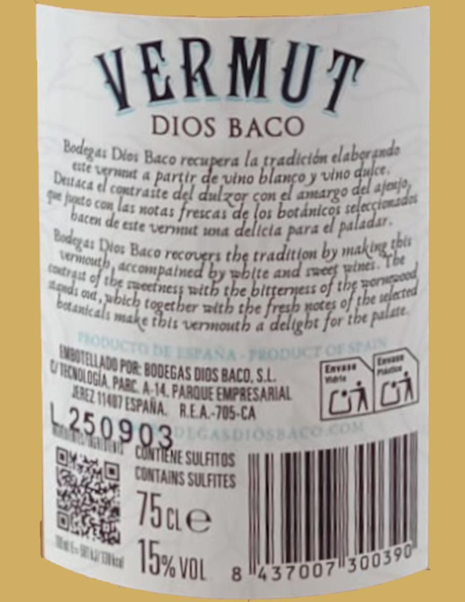 Jerez semidulce Vermouth Blanco sin añejamiento 750 ml 2