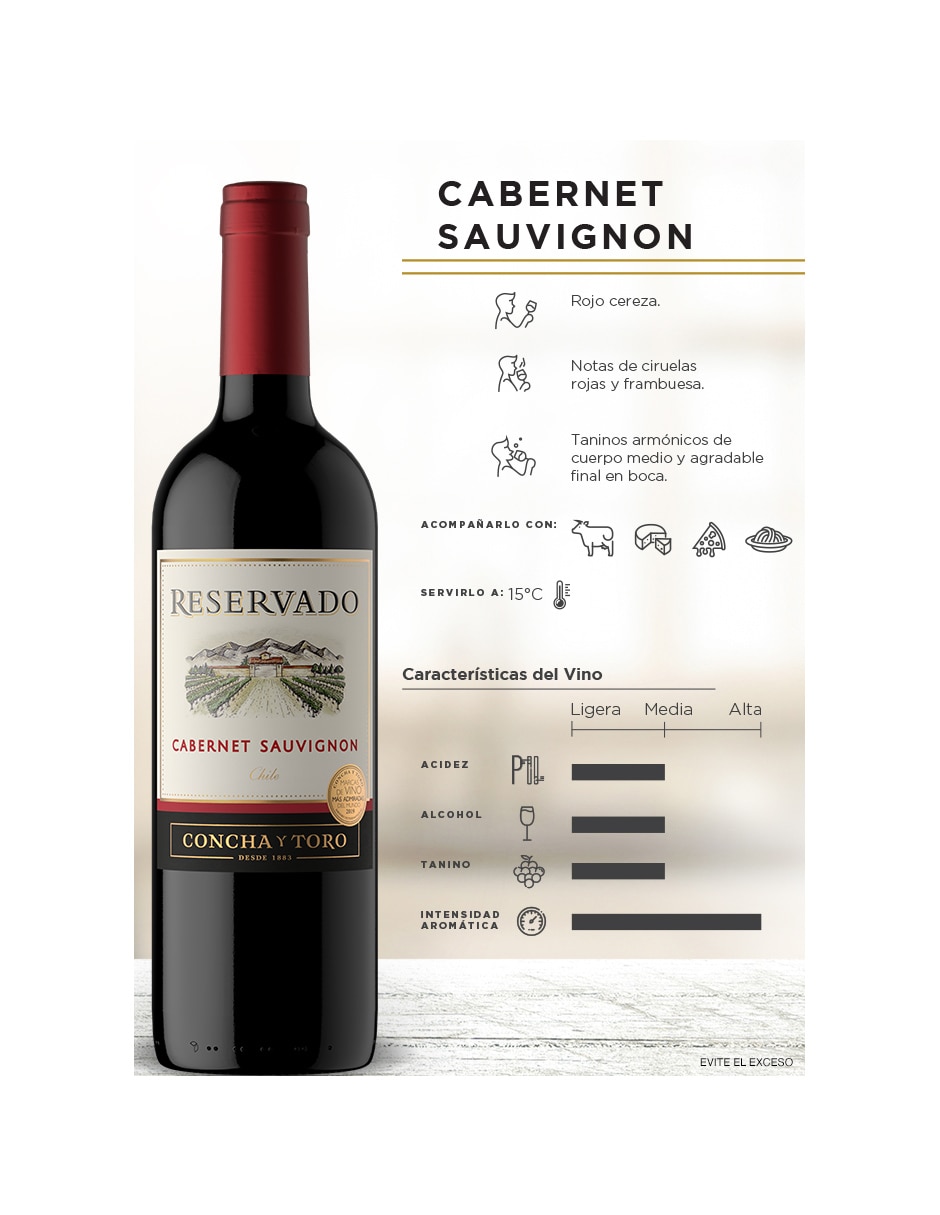 Vino tinto Reservado cabernet sauvignon 750 ml 2