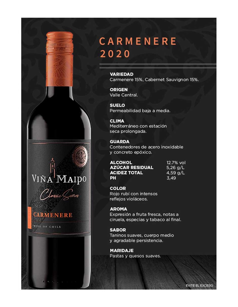 Vino tinto Classic Series carmenere 750 ml 2