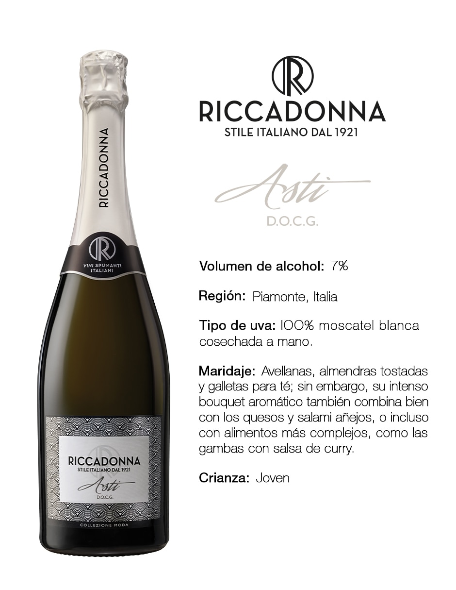 Vino espumoso blanco Moscatel Italia 750 ml 2