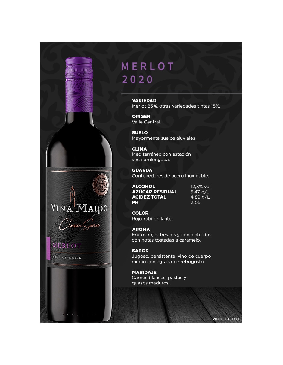 Vino tinto Classic Series Merlot 750 ml 2