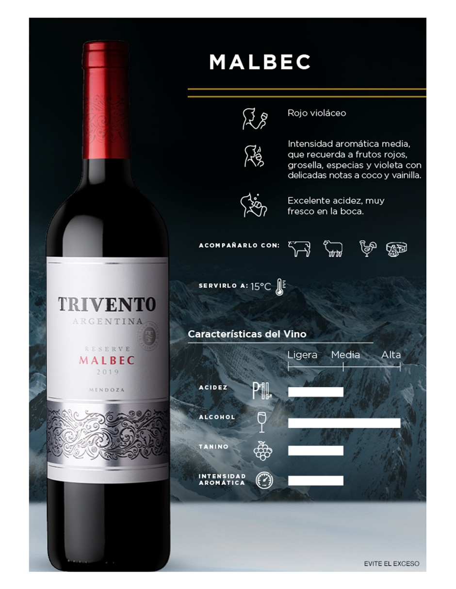 Vino tinto Reserve malbec 750 ml 2